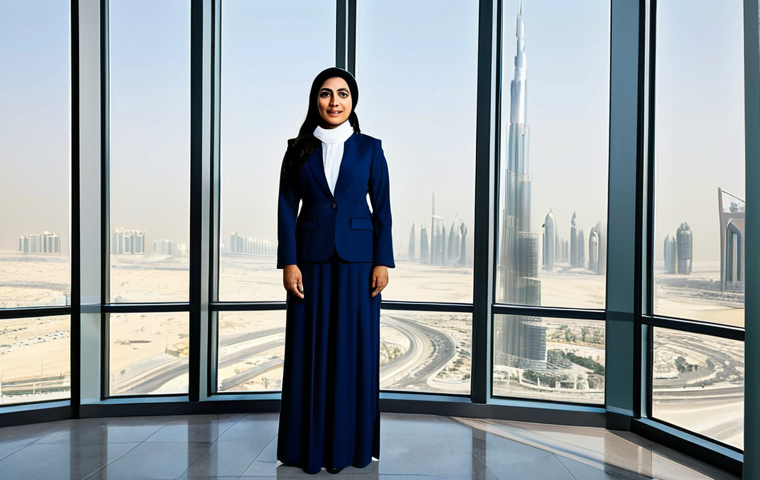 **
"A professional Arab businesswoman in a modern, modest business suit, standing confidently in a bright, spacious office in Dubai, United Arab Emirates. The office has large windows with a view of the Burj Khalifa. Fully clothed, appropriate attire, safe for work, perfect anatomy, correct proportions, natural pose, professional photography, high quality, family-friendly."
**